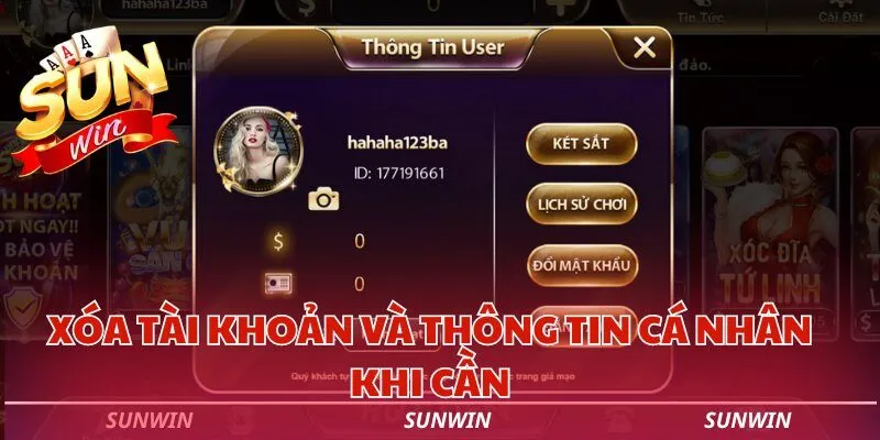 xoa tai khoan va thong tin khi can