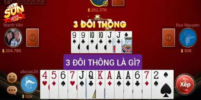 3 đôi thông chặt 2 là tổ hợp có ba đôi có giá trị liên tiếp nhau